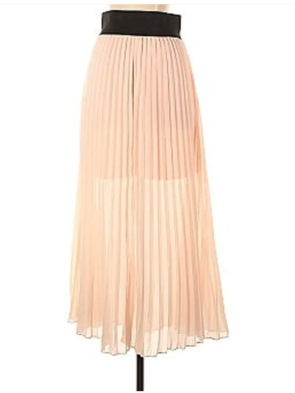 Rue21 Peach Pleated Maxi Skirt with Black Waistband